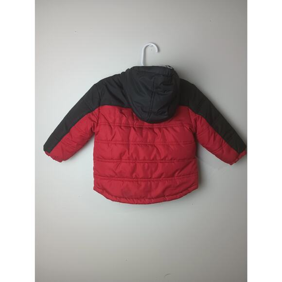 Faded Glory Red Black Infant Puffer Jacket Size 18 Months Fleece lined - Picture 2 of 4